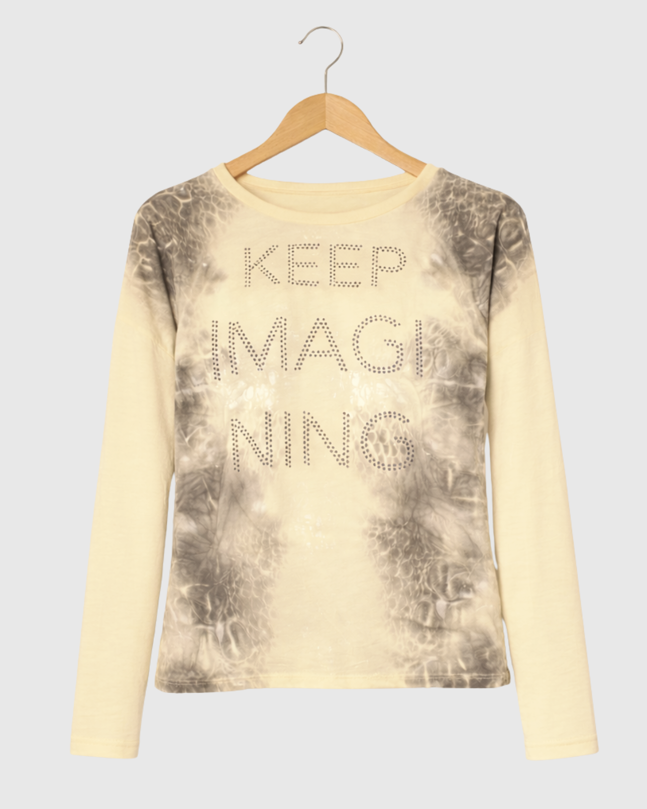 Blusa Manga Longa Estampada Amarela Feminina – Marialícia
