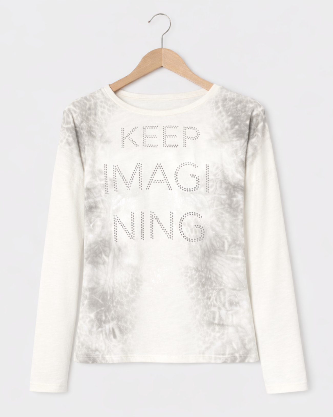 Blusa Manga Longa Estampada Branca Feminina – Marialícia