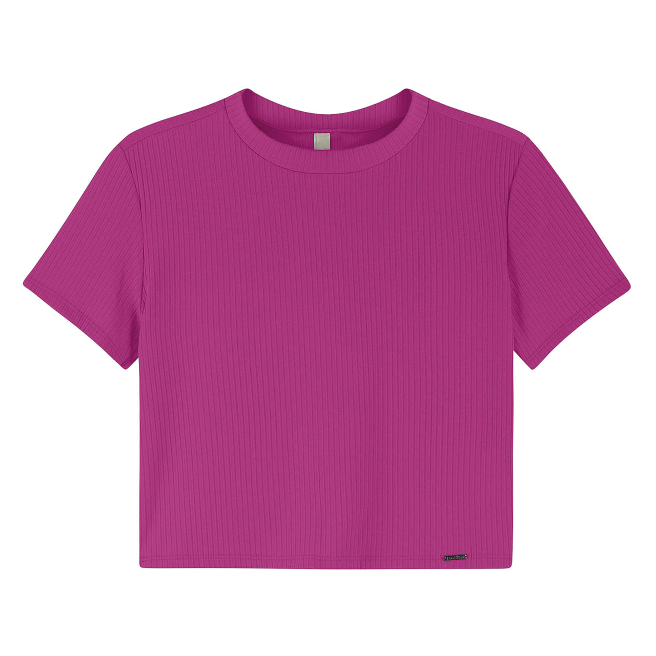 Blusa Cropped Manga Curta Malha Canelada Roxa -