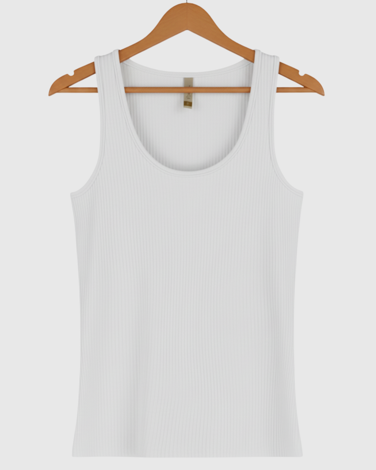 Blusa Regata Canelada Feminina Marialícia com Alça Larga Branca