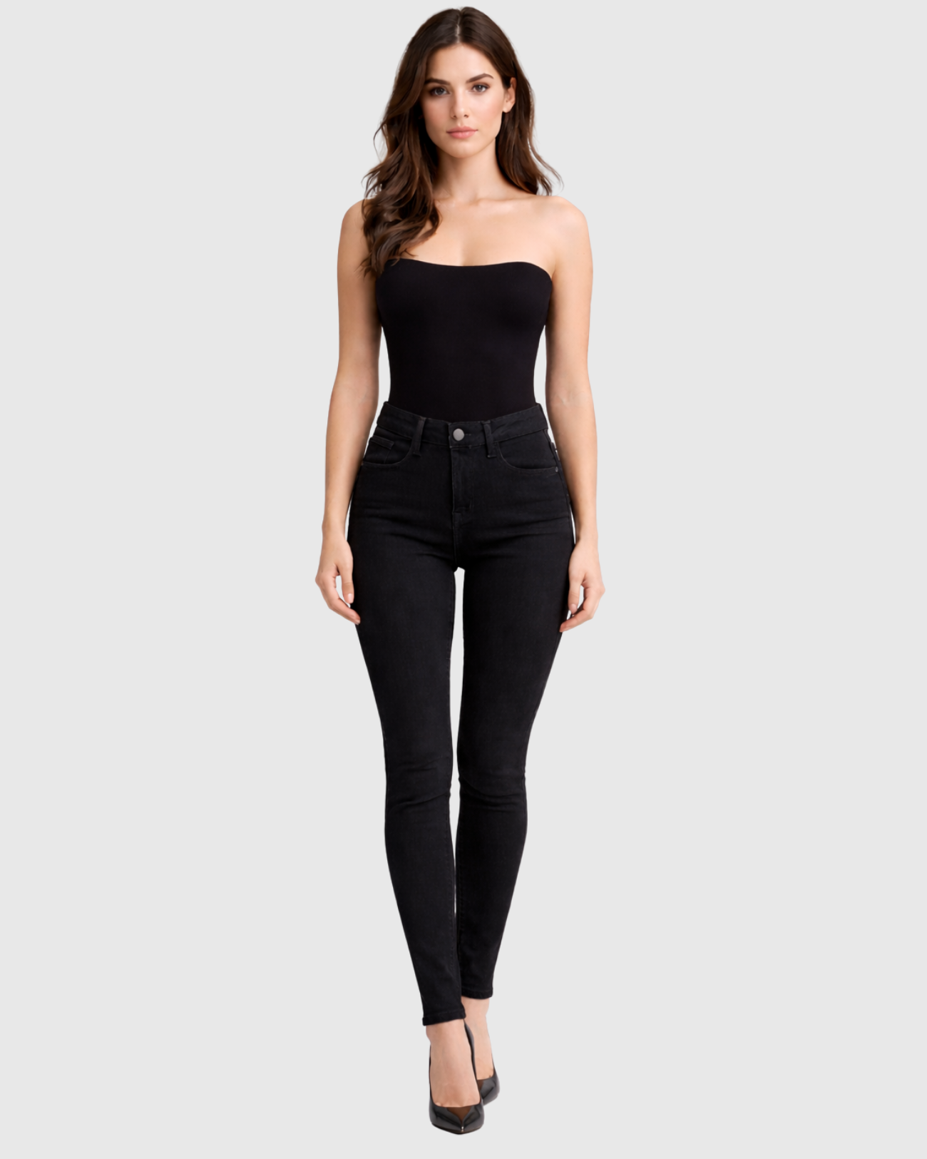 Calça Jeans Skinny Preta Cintura Alta Feminina – Recuzza
