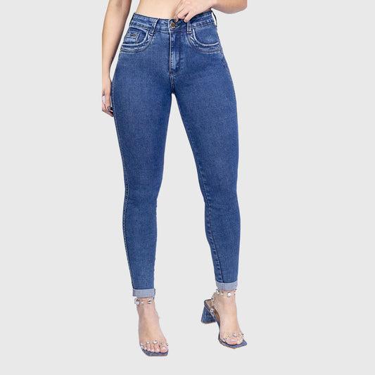 Calça Levanta Bumbum Oppnus Jeans Skinny Cintura Alta - Jeans Azul Casual