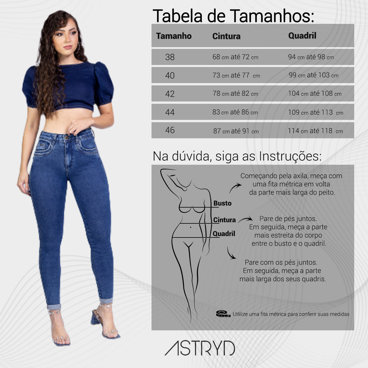 Calça Oppnus Jeans - Tabela de Medidas