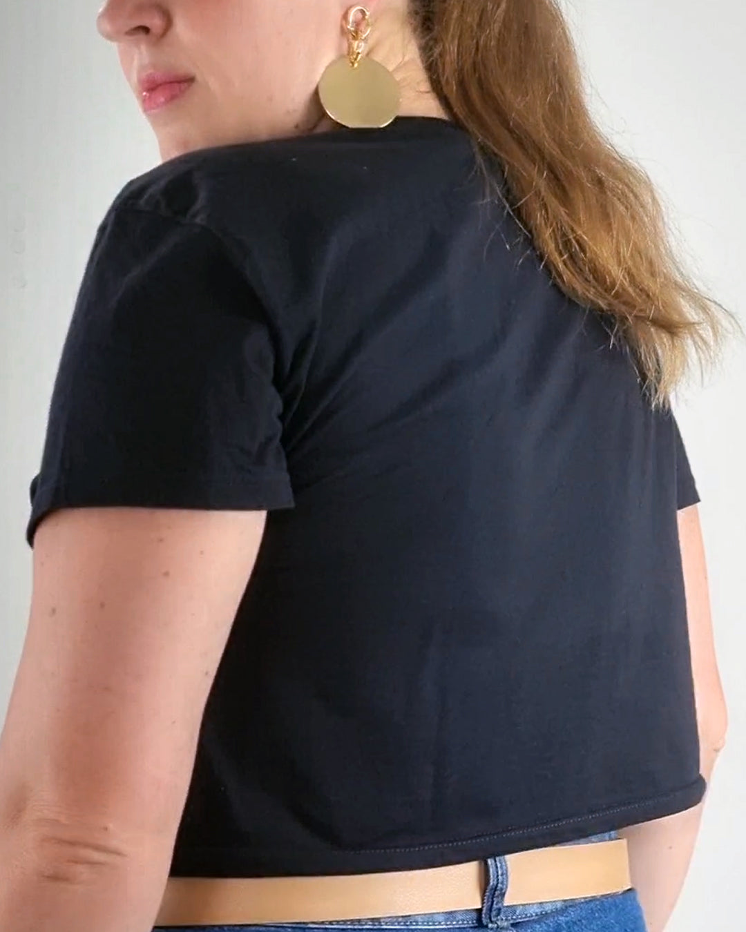 Camiseta Cropped Básica Manga Curta Preta