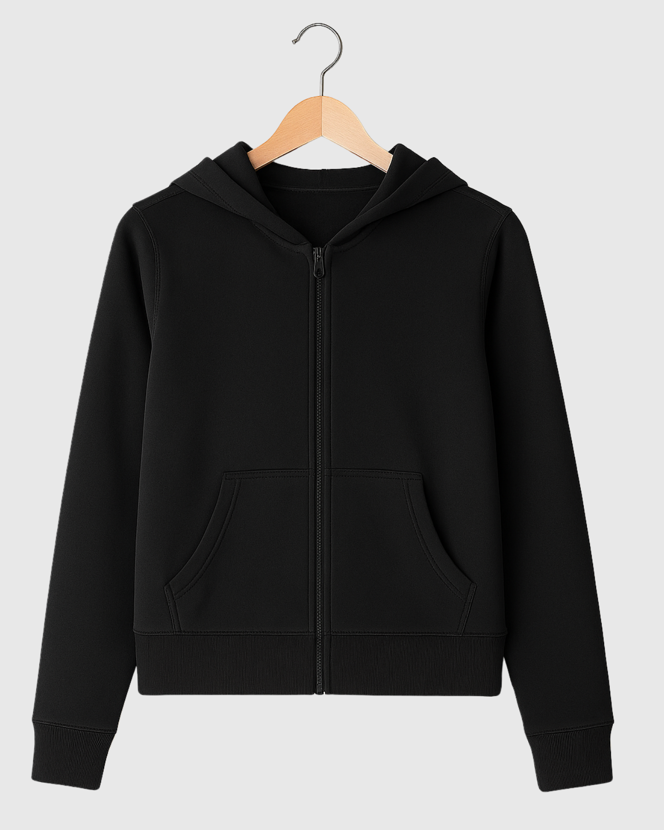 Jaqueta Preta Marialícia Feminina em Moletom com Capuz