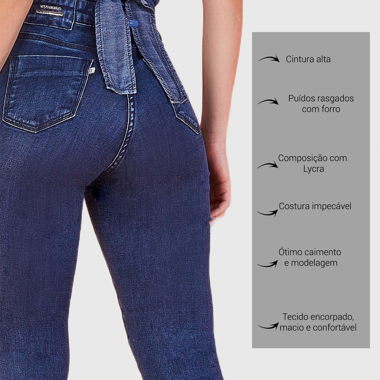 Calça Oppnus Rasgada Jeans Cintura Alta -