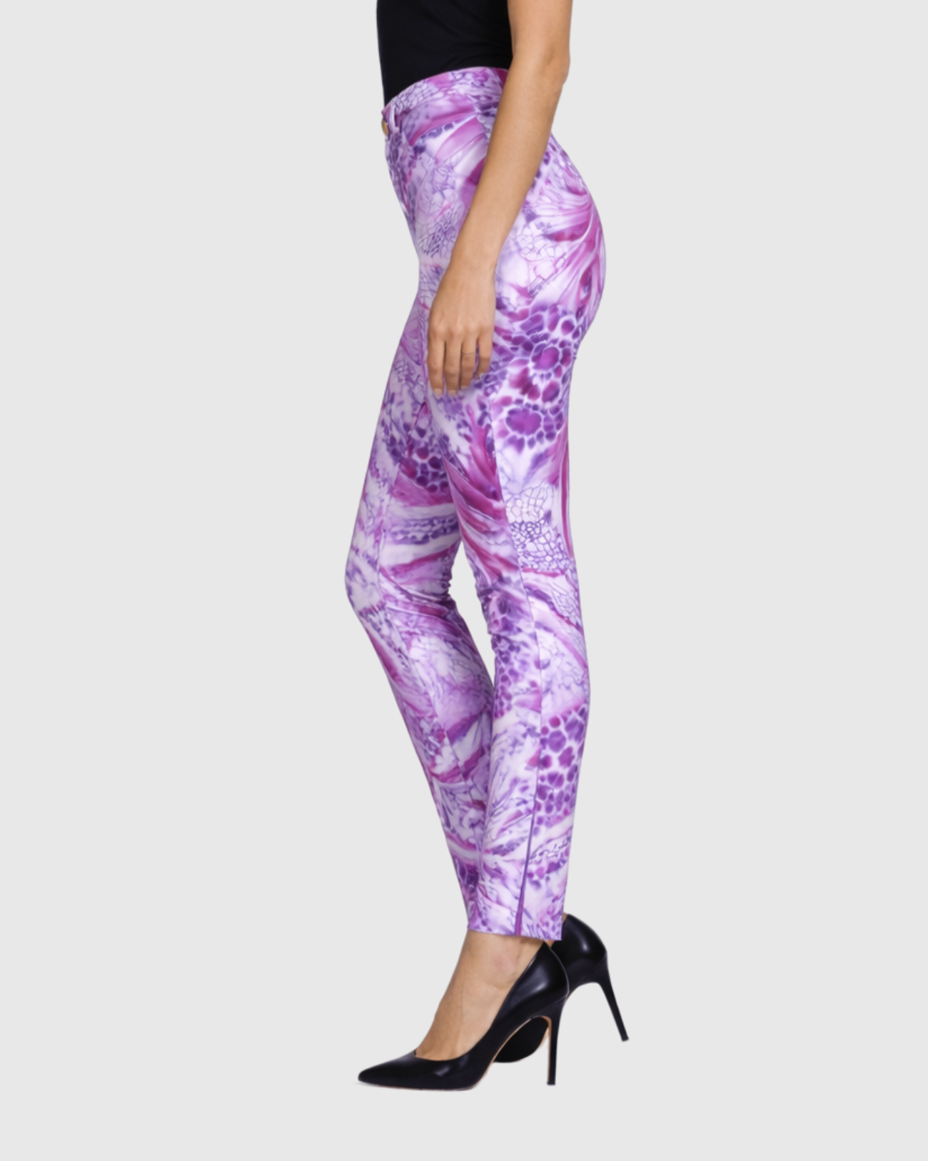 Calça Estampada Feminina Marialícia Skinny Cintura Média Floral