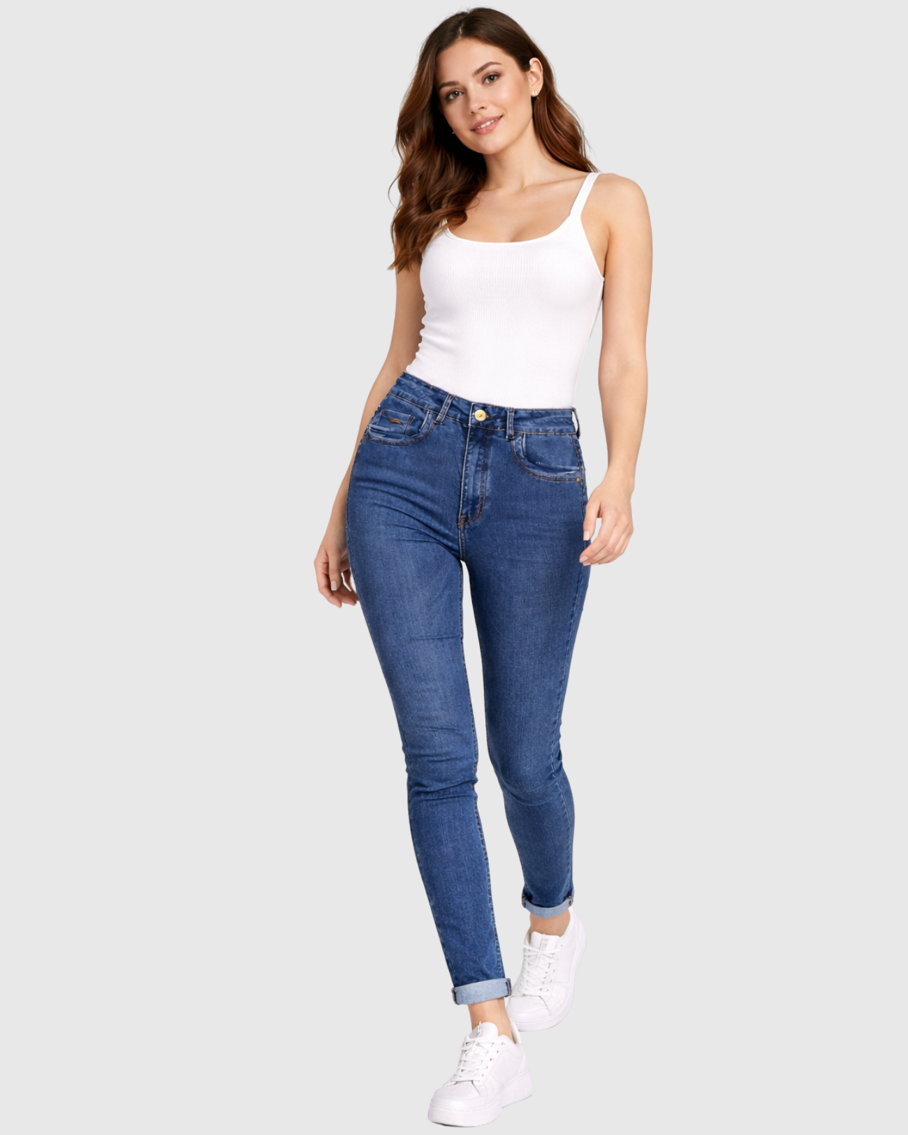 Calça Jeans Skinny Oppnus Feminina Cintura Alta com Sculp Up