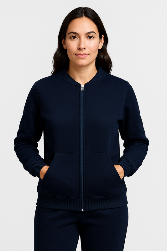 Jaqueta Marialícia de Moletom Azul Marinho