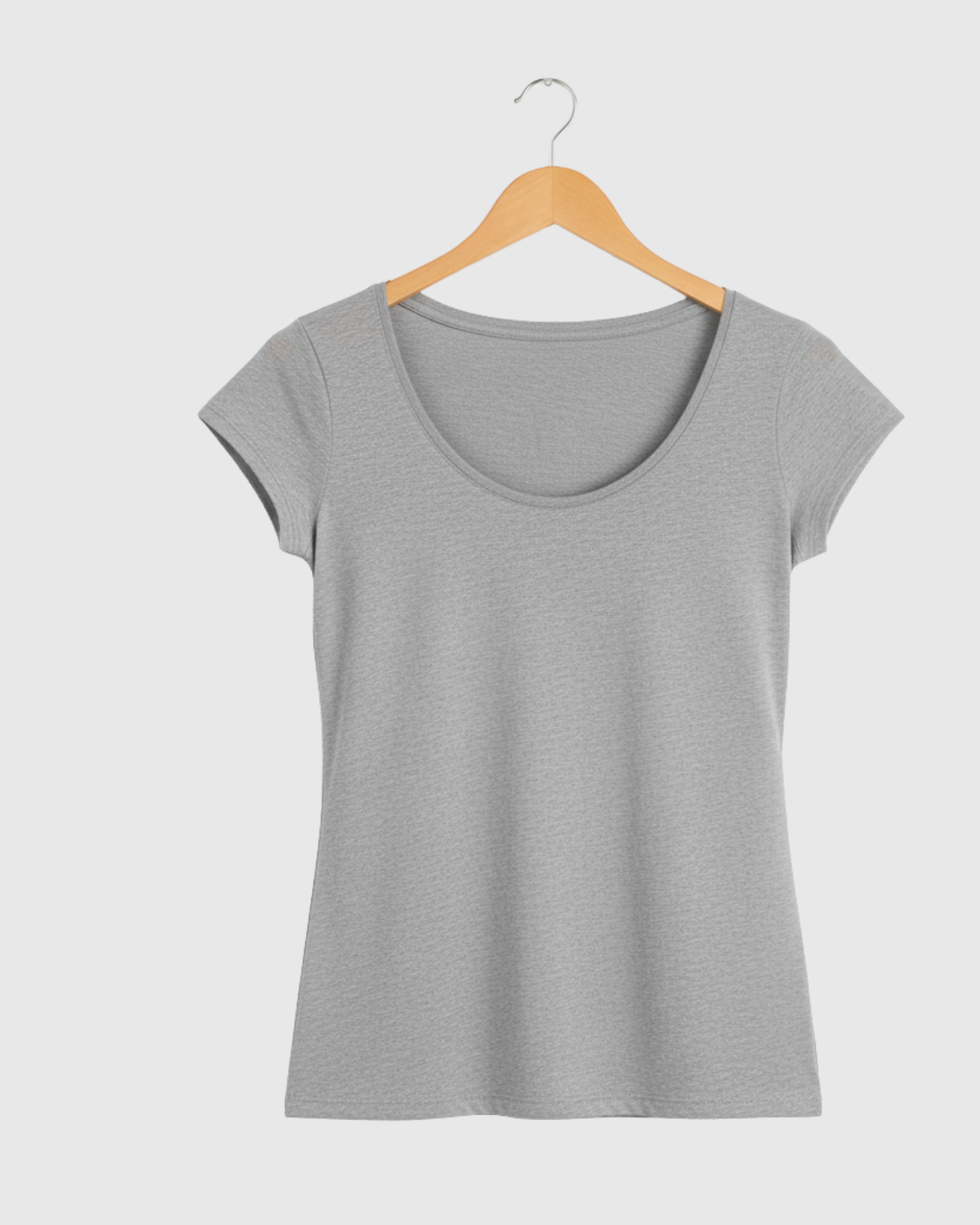 Blusa Básica Feminina Cinza Viscolycra Marialícia com Manga Curta -