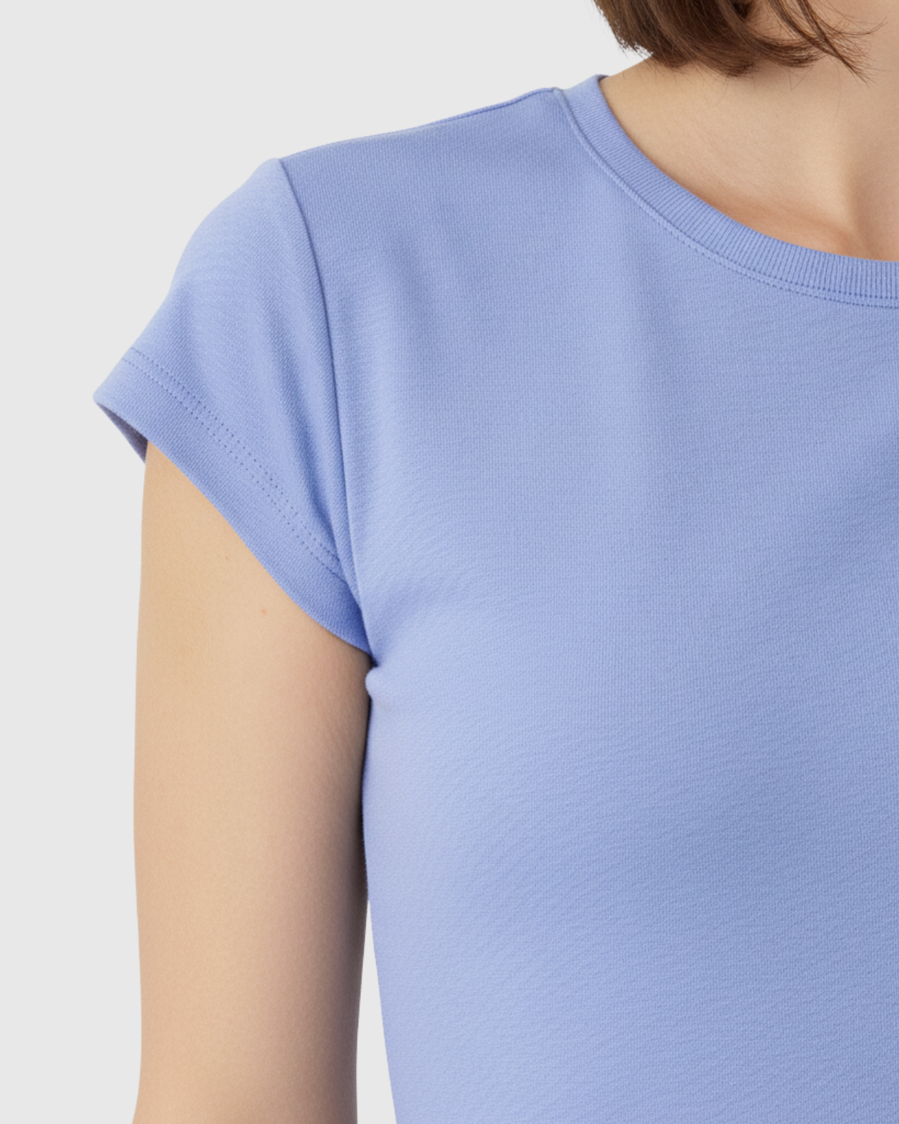 Blusa Básica Feminina Marialícia Manga Curta em Algodão Azul