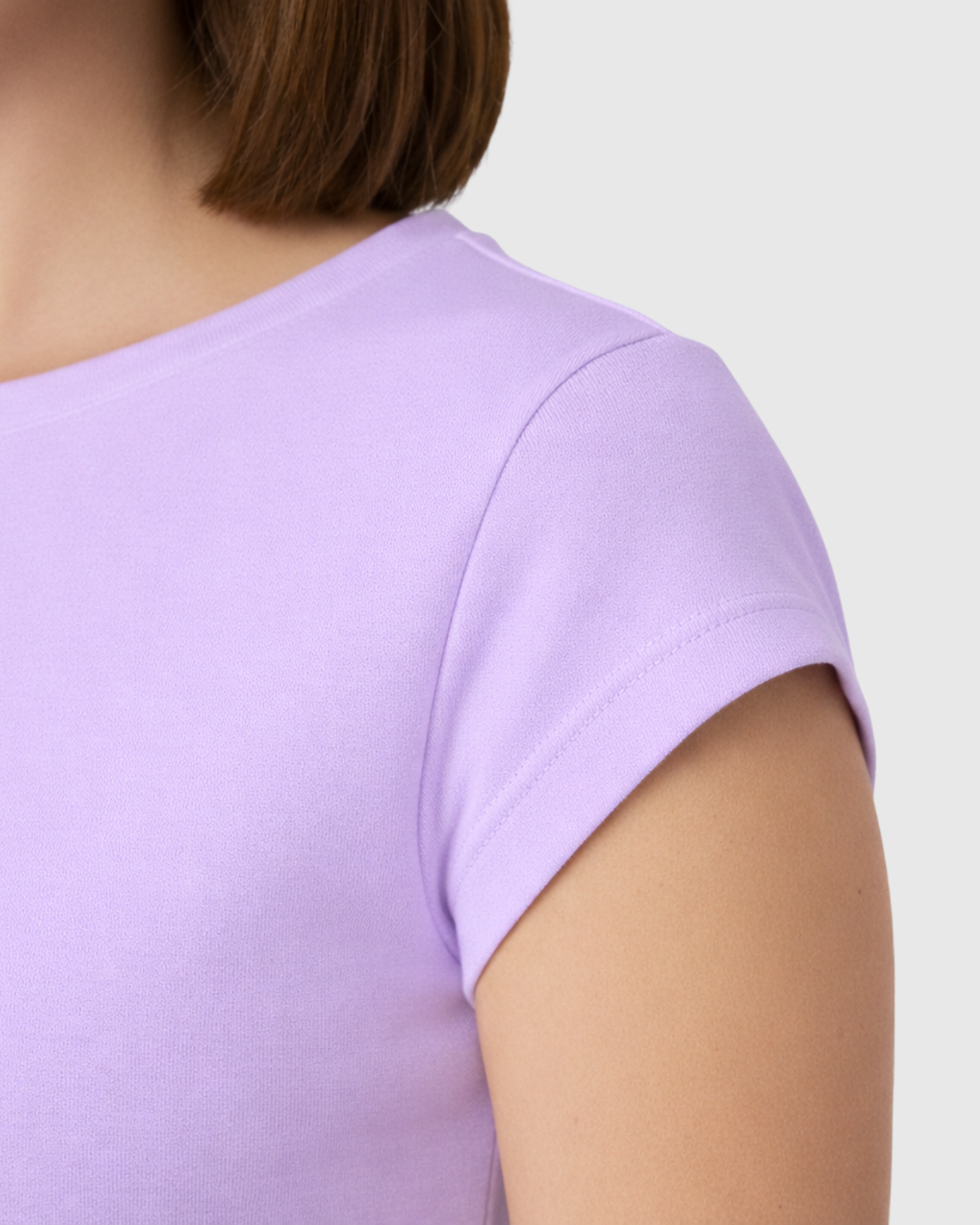 Blusa Básica Feminina Marialícia Manga Curta em Algodão Lilás