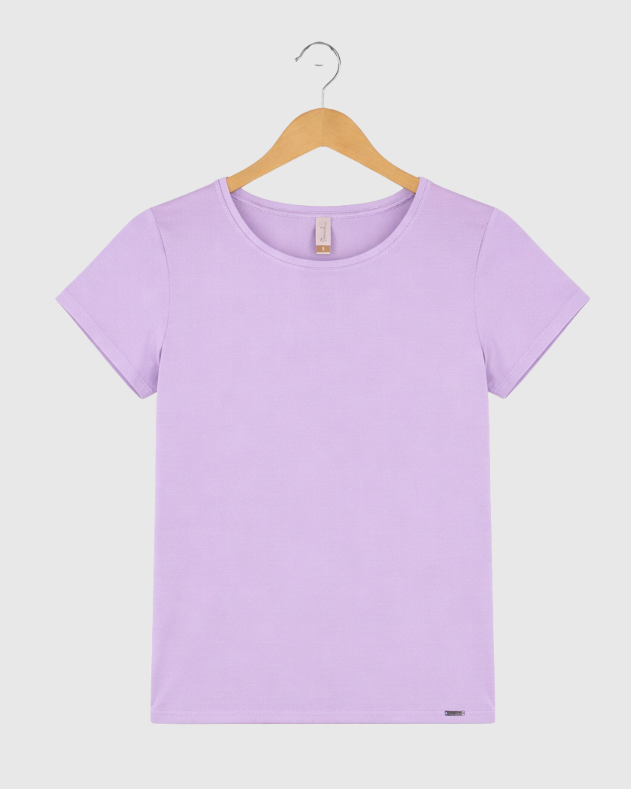 Blusa Básica Feminina Marialícia Manga Curta em Algodão Lilás
