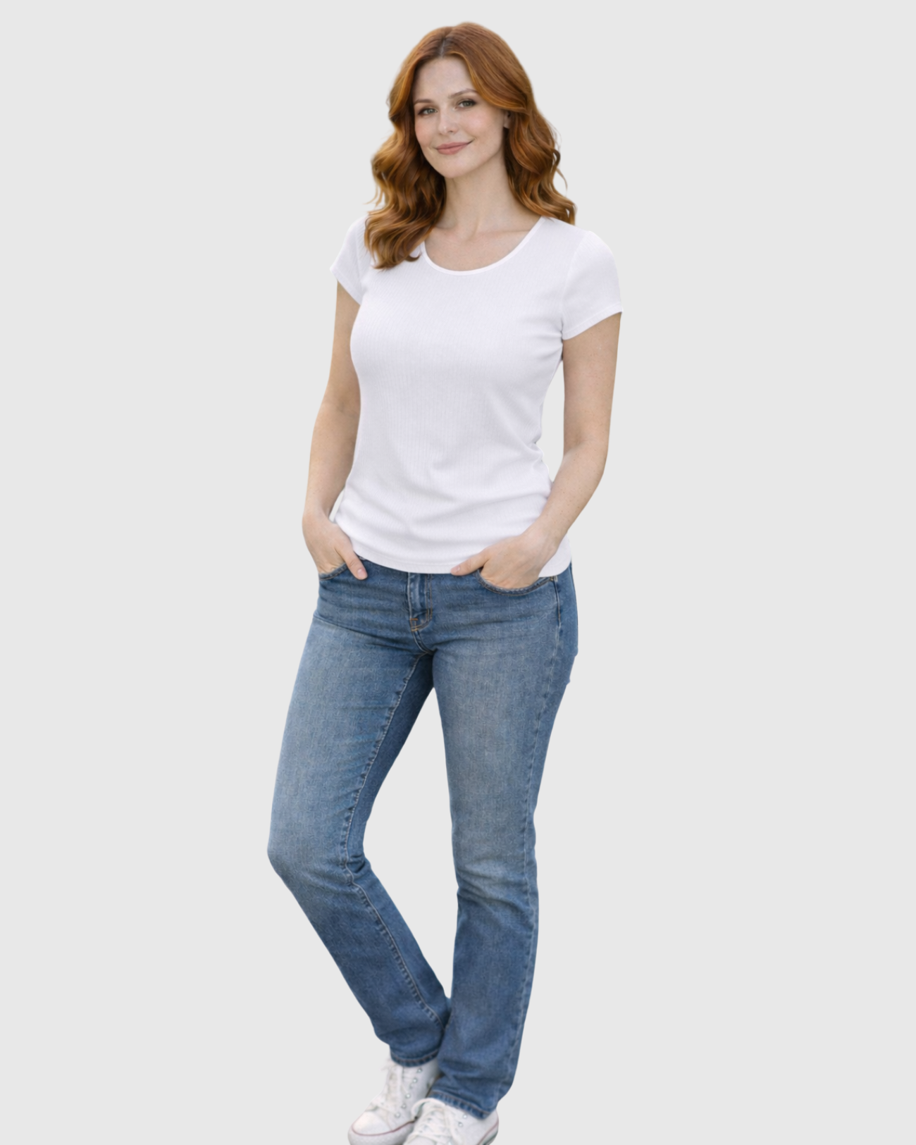 Blusa Básica Feminina Marialícia Manga Curta Canelada Branca