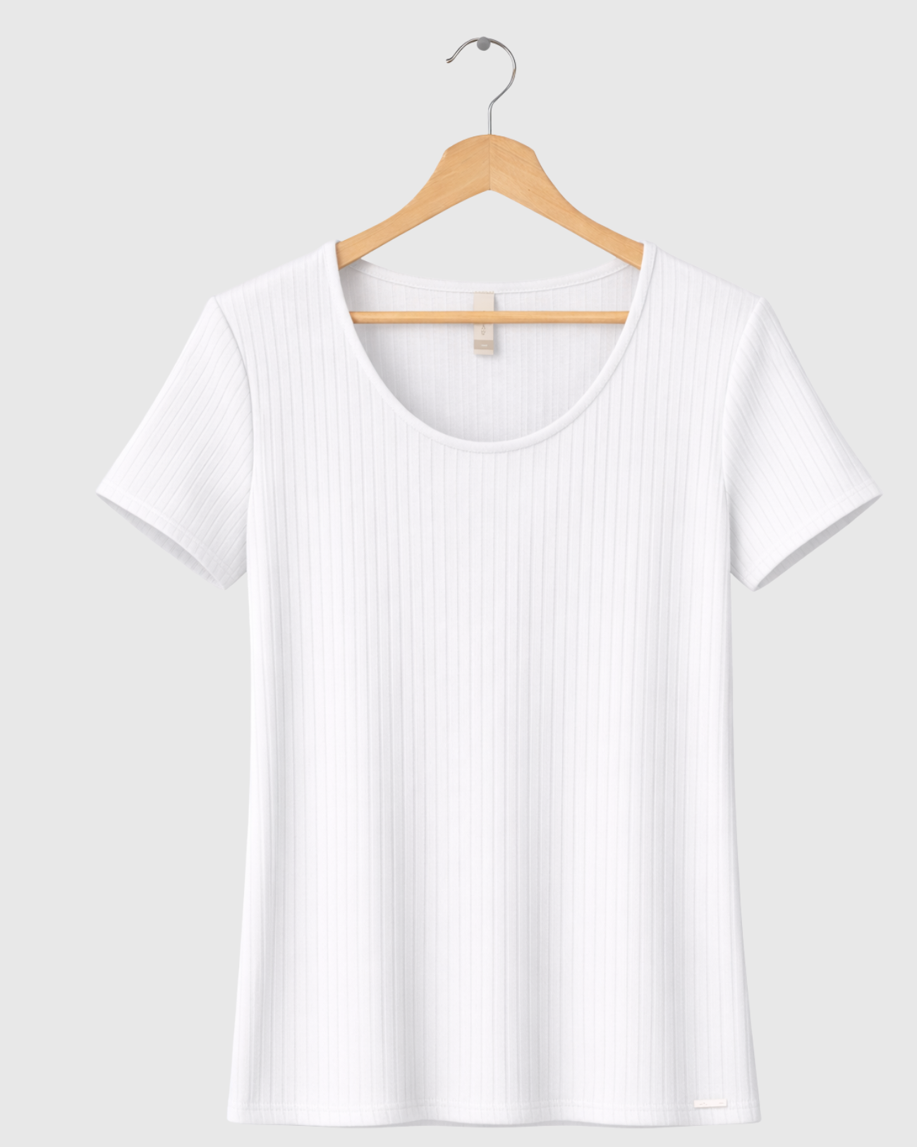 Blusa Básica Feminina Marialícia Manga Curta Canelada Branca