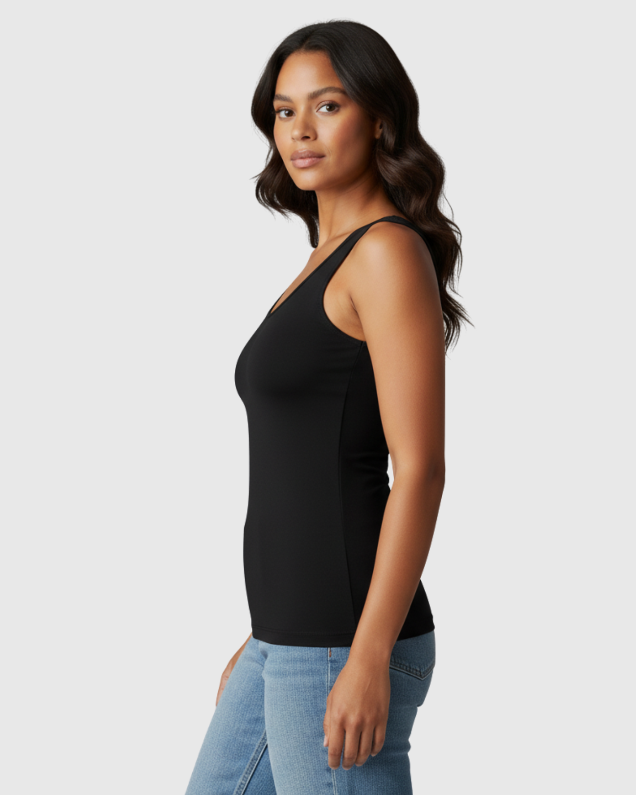 Blusa Preta Feminina Básica Marialícia com Alça Larga