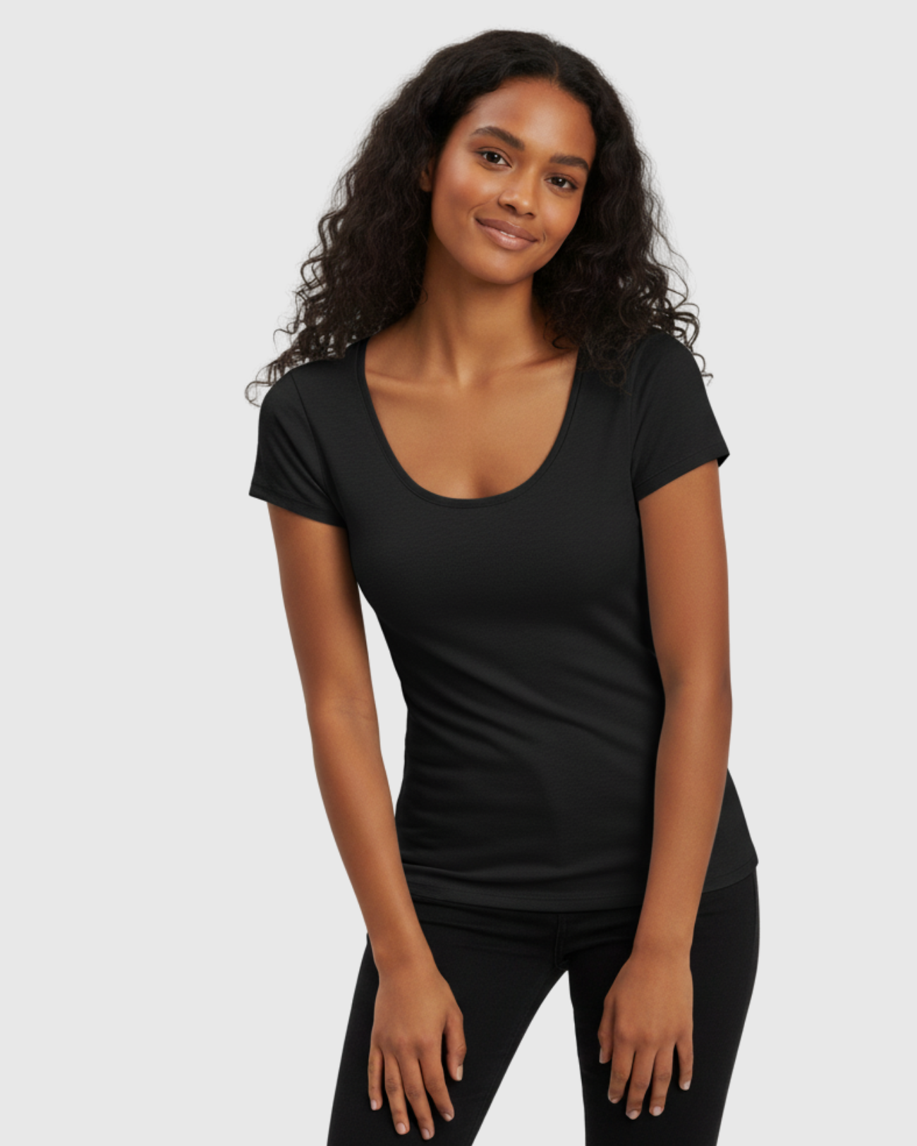 Blusa Básica Feminina Preta Marialícia com Manga Curta