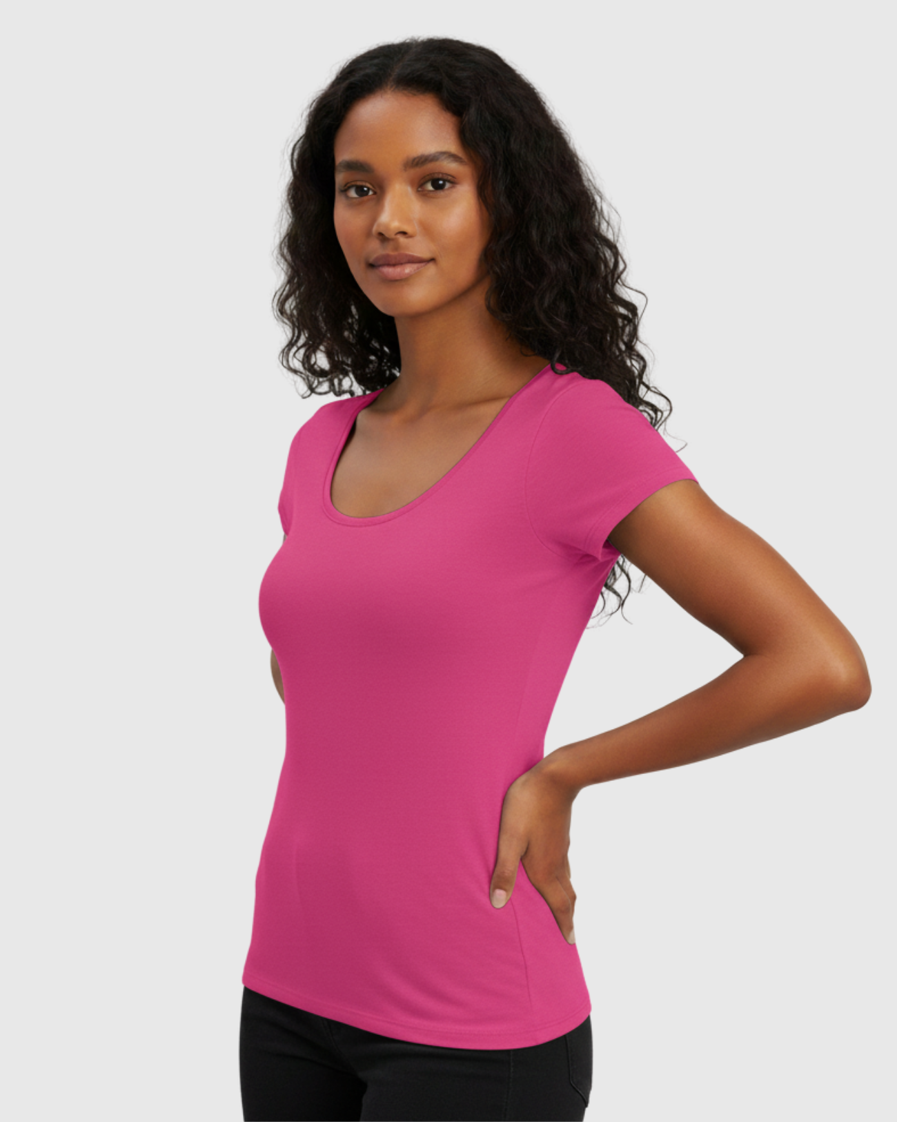 Blusa Básica Feminina Rosa Marialícia com Manga Curta -