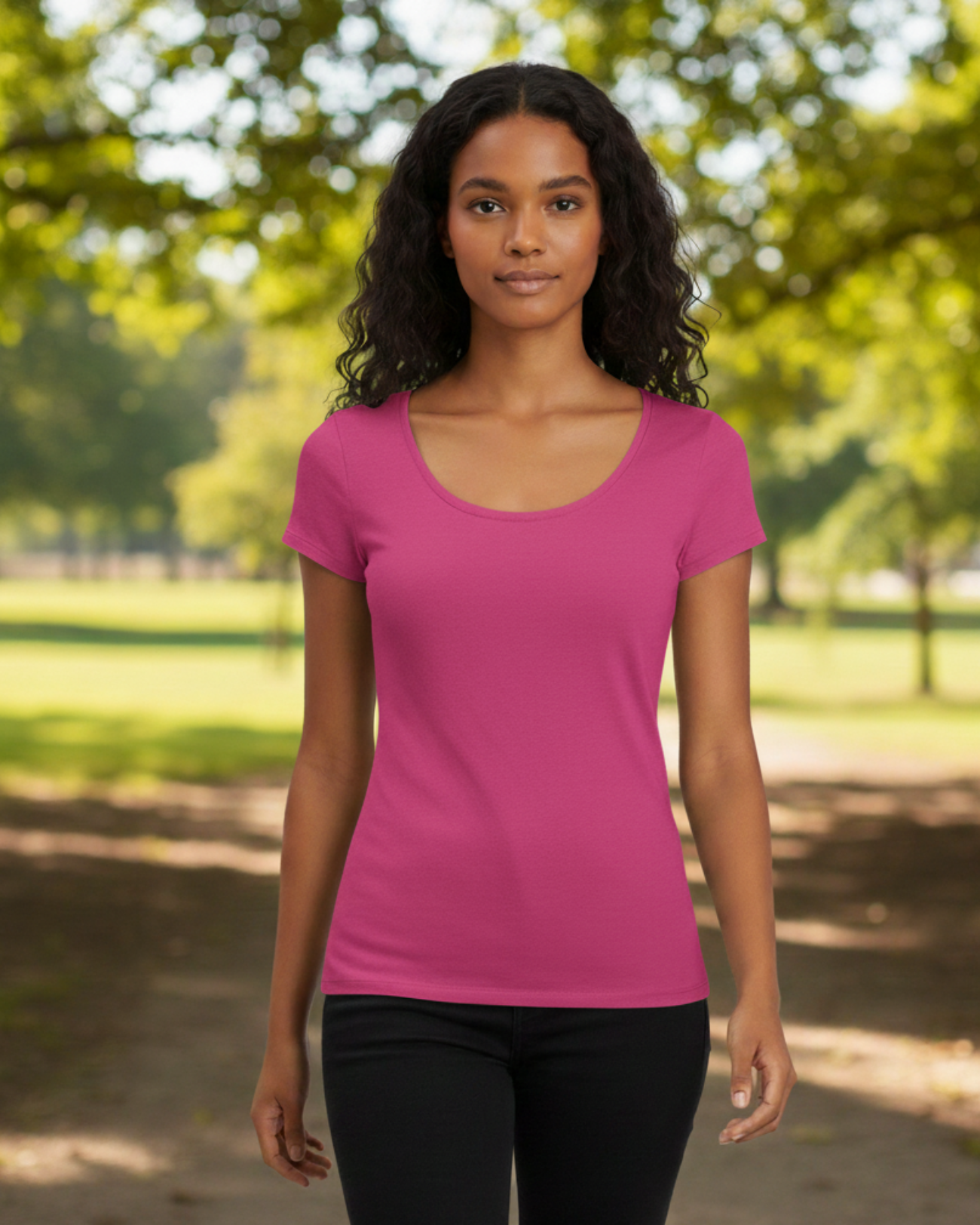 Blusa Básica Feminina Rosa Marialícia com Manga Curta -