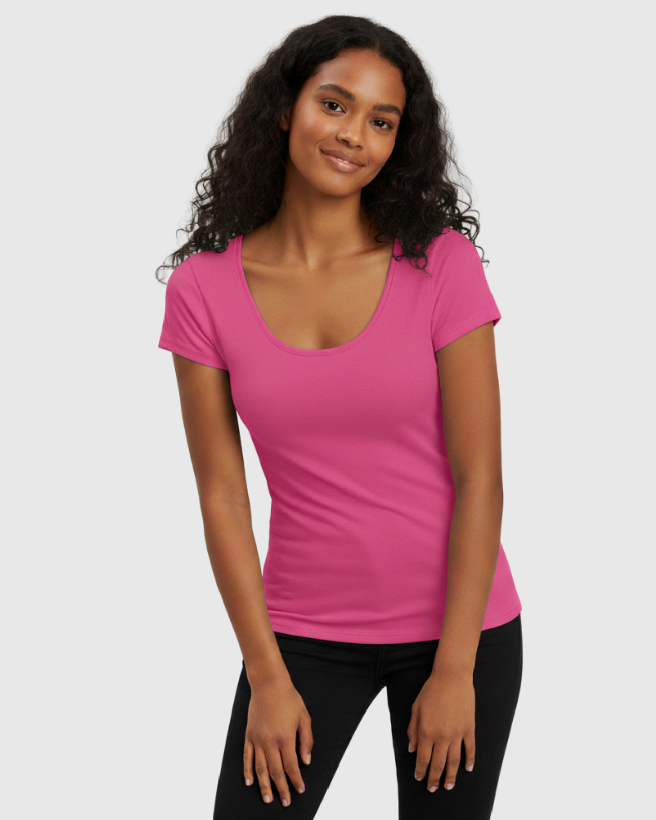 Blusa Básica Feminina Rosa Marialícia com Manga Curta -