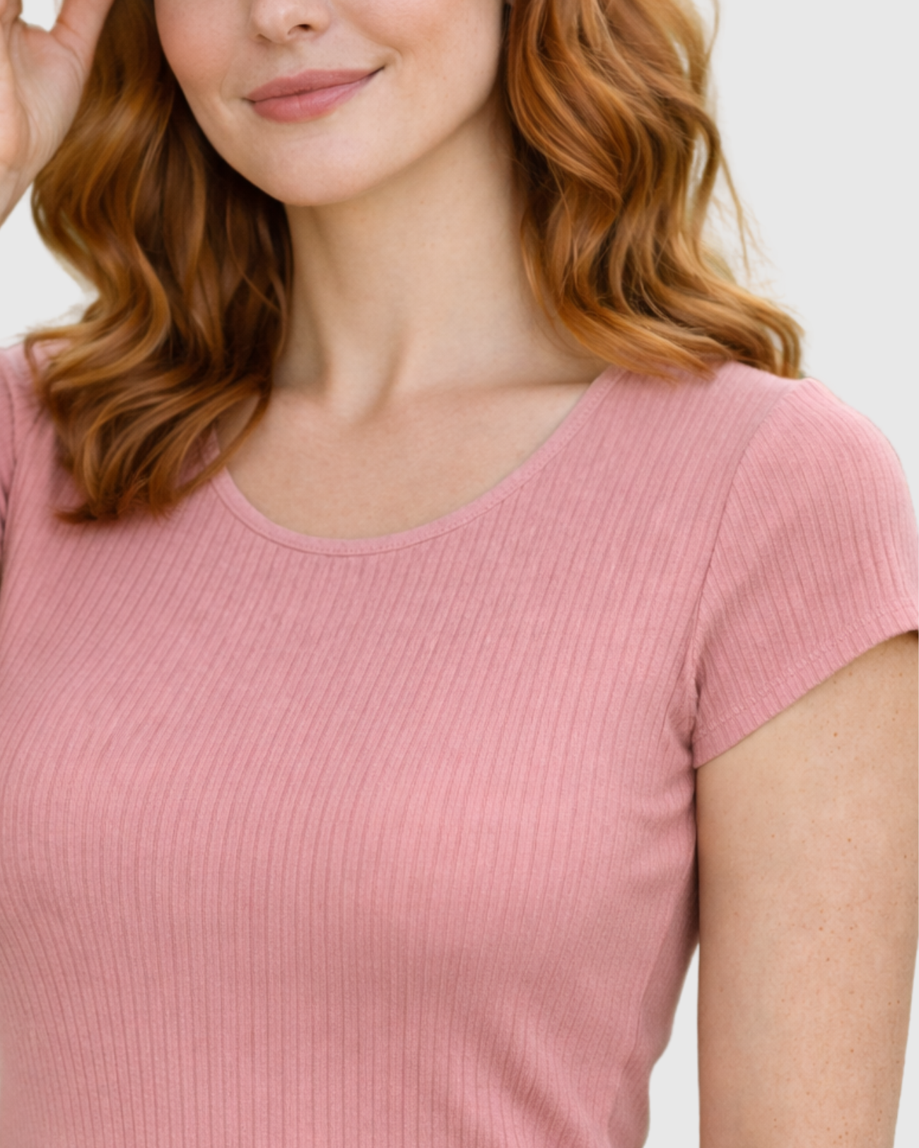 Blusa Canelada Feminina Marialícia Manga Curta Rosa