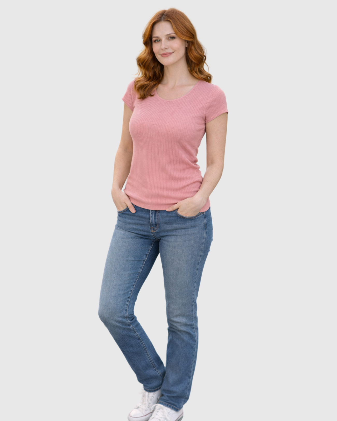 Blusa Canelada Feminina Marialícia Manga Curta Rosa