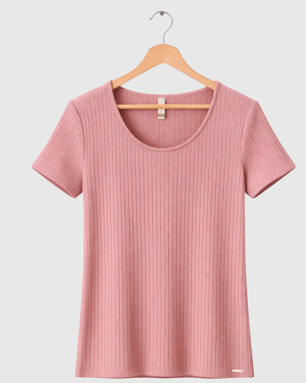 Blusa Canelada Feminina Marialícia Manga Curta Rosa