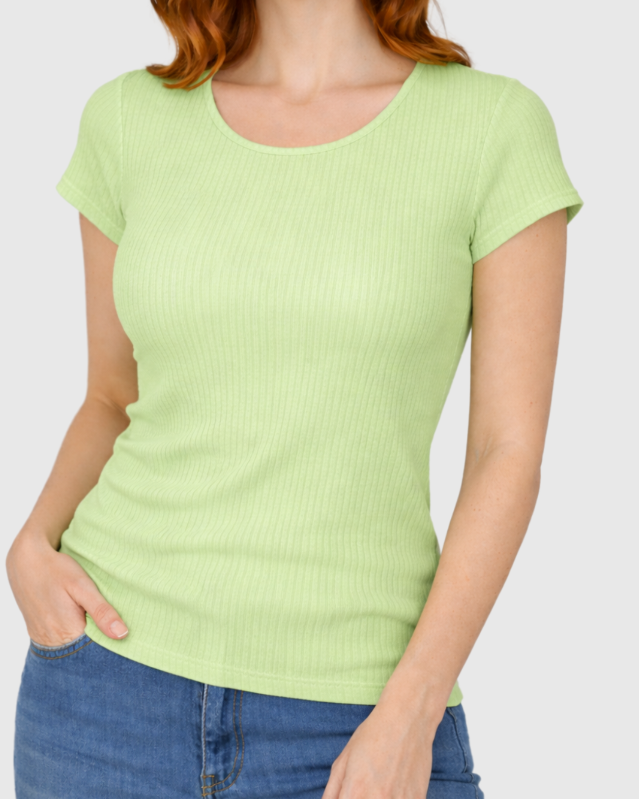 Blusa Marialícia Canelada Feminina Manga Curta Verde -