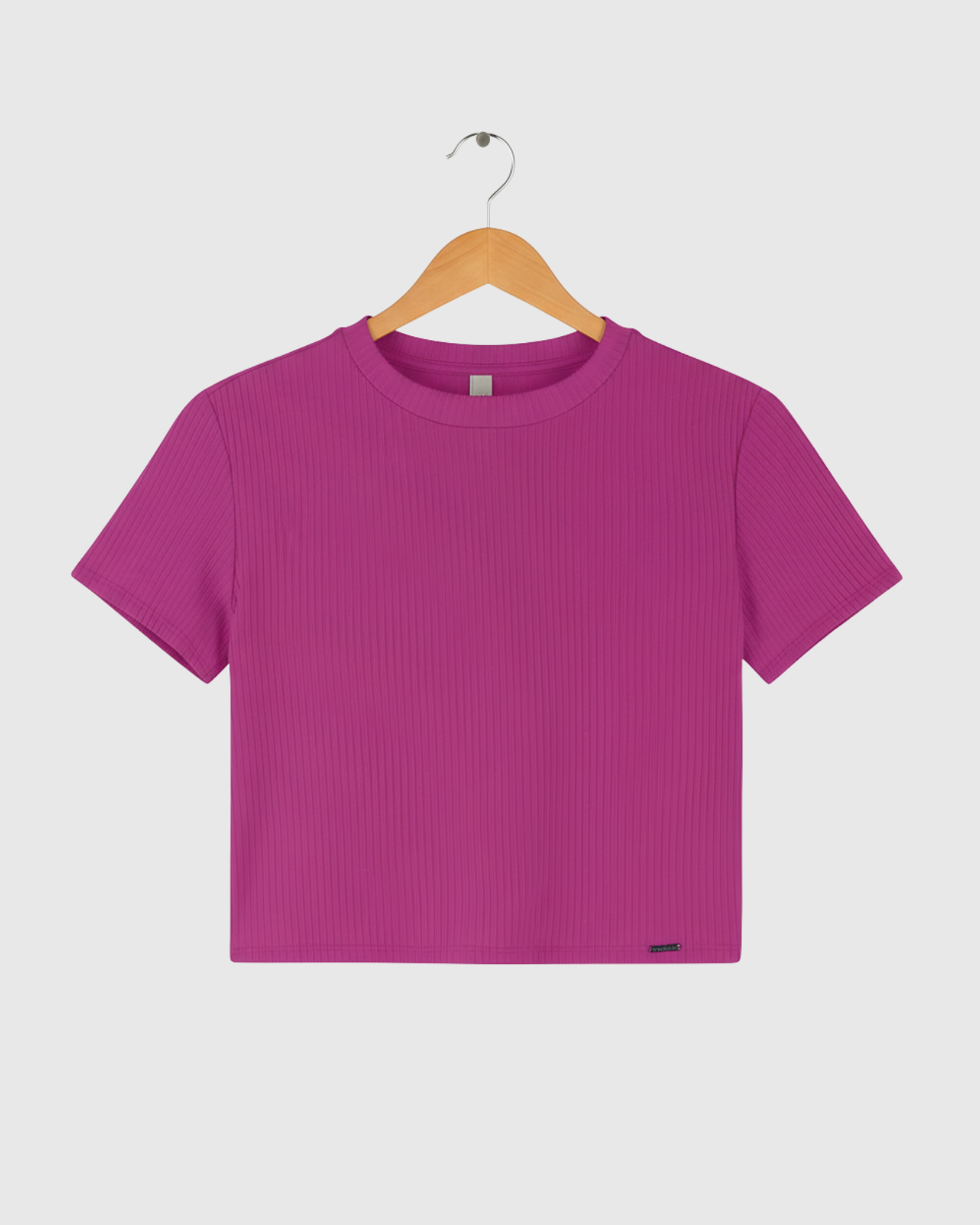 Blusa Cropped Feminina Marialícia Manga Curta Canelada Roxa