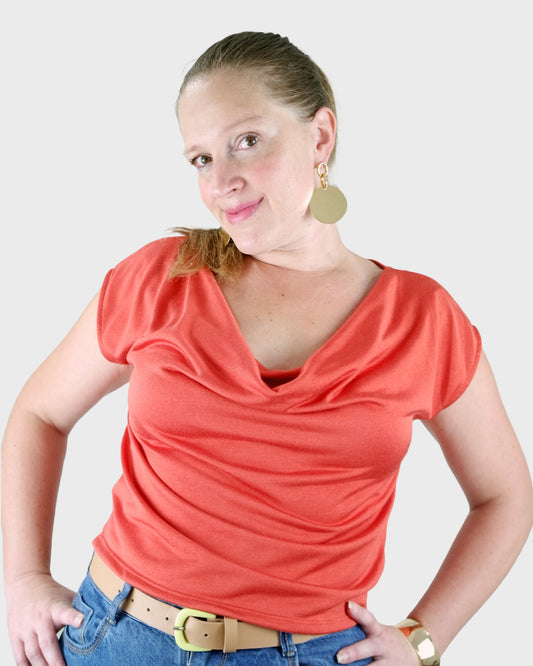 Blusa de Gola Boba Manga Curta Laranja