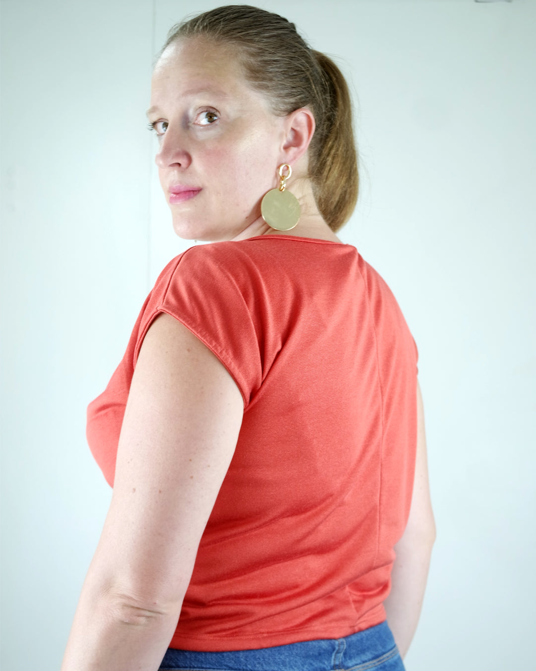 Blusa de Gola Boba Manga Curta Laranja
