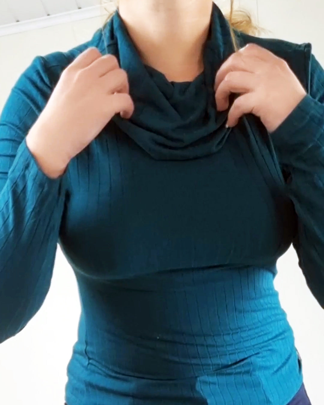 Blusa Gola Boba Alta Canelada Manga Longa Verde