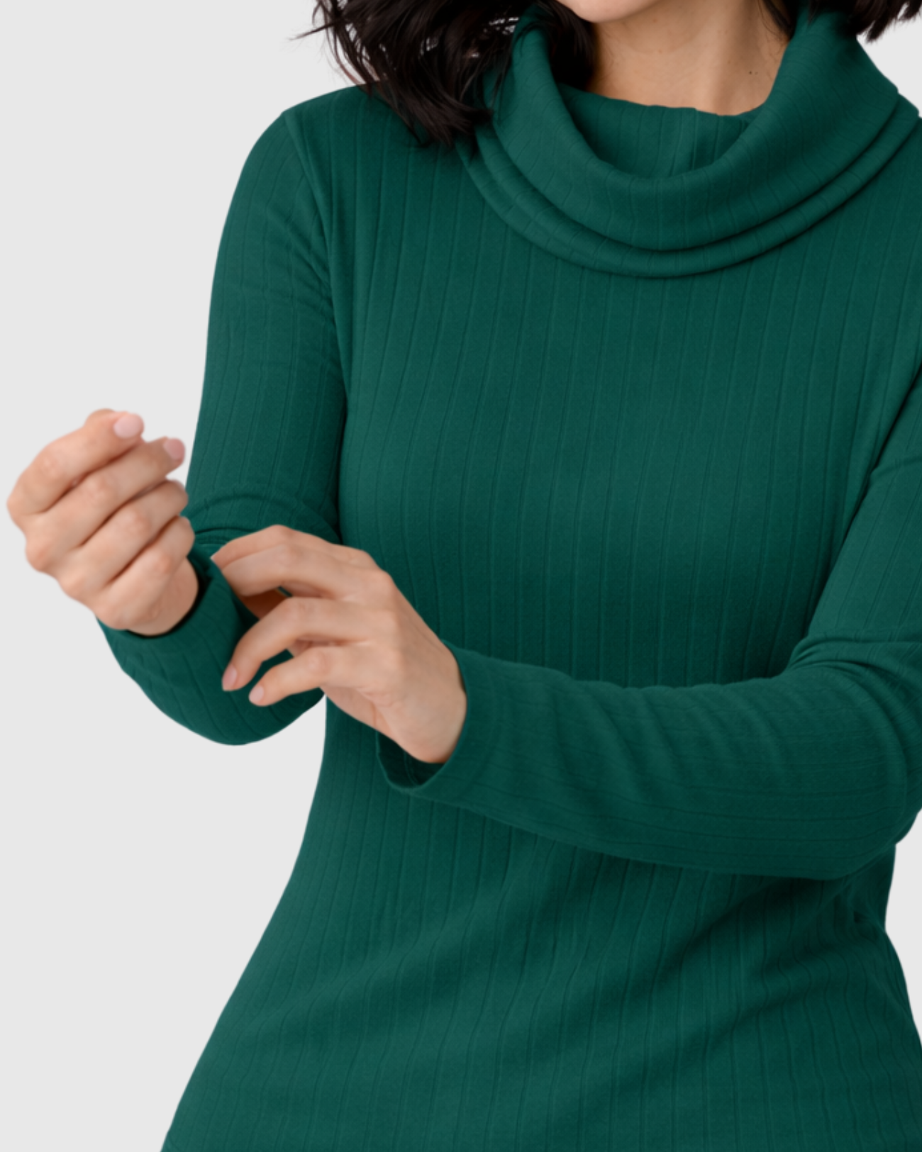 Blusa Gola Boba Alta Canelada Manga Longa Verde – Marialícia
