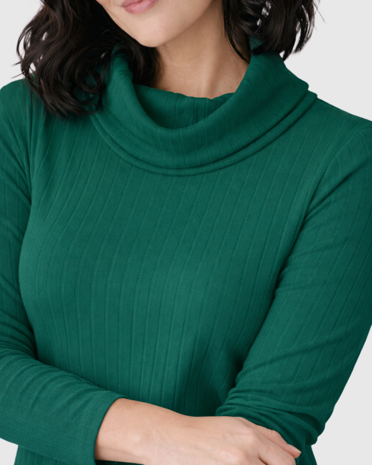 Blusa Gola Boba Alta Canelada Manga Longa Verde – Marialícia