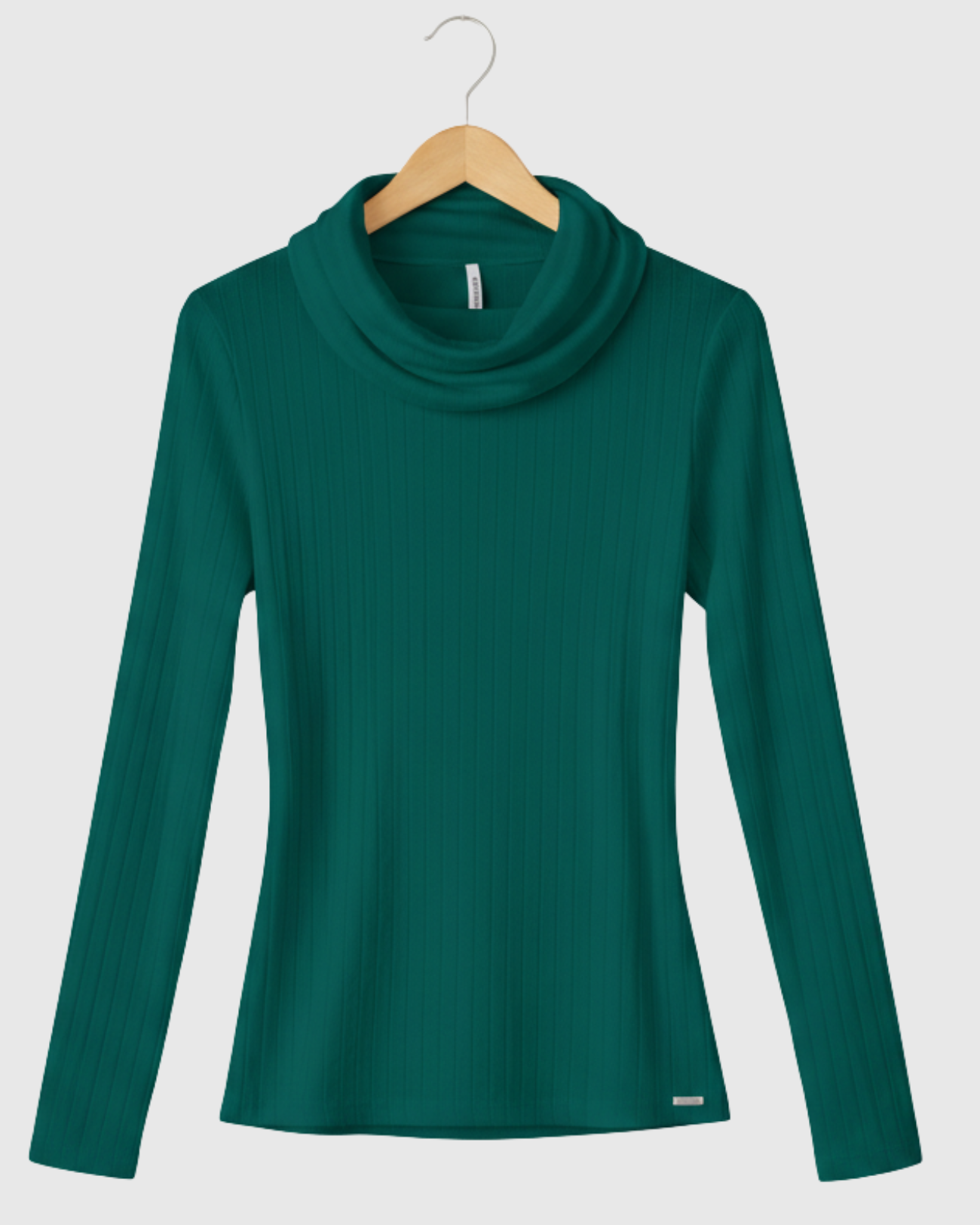 Blusa Gola Boba Alta Canelada Manga Longa Verde – Marialícia