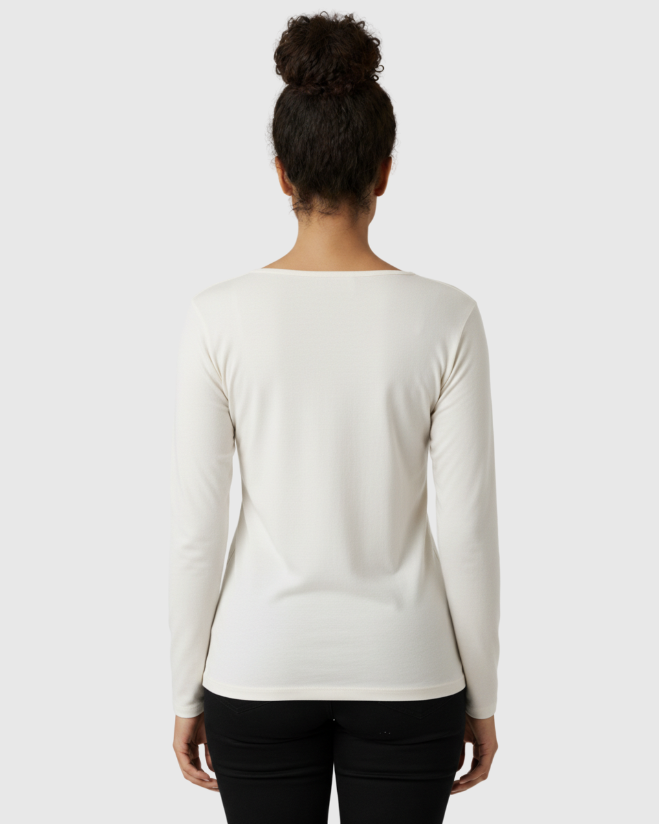 Blusa Manga Longa Feminina Decote V Off White – Marialícia