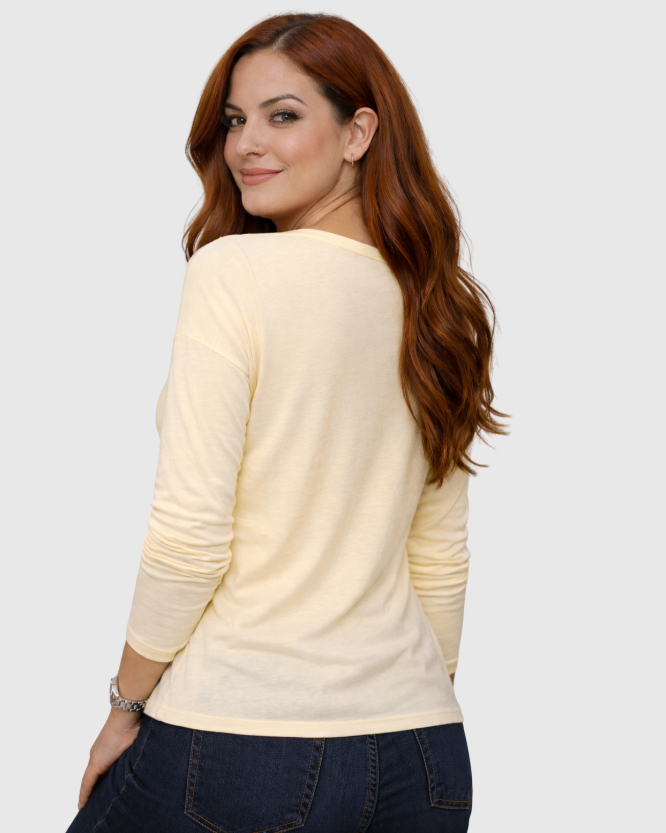 Blusa Manga Longa Estampada Amarela Feminina – Marialícia