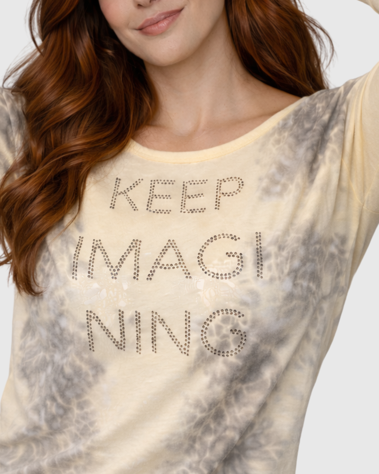 Blusa Manga Longa Estampada Amarela Feminina – Marialícia