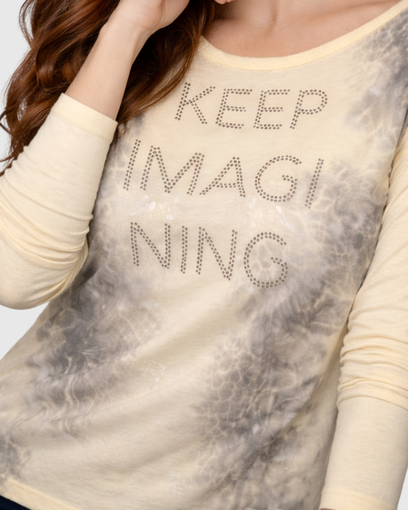 Blusa Manga Longa Estampada Amarela Feminina – Marialícia