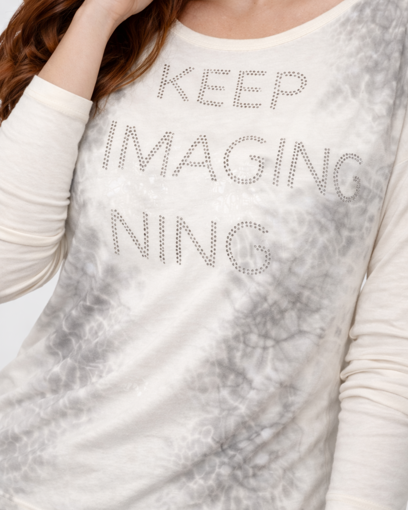 Blusa Manga Longa Estampada Branca Feminina – Marialícia