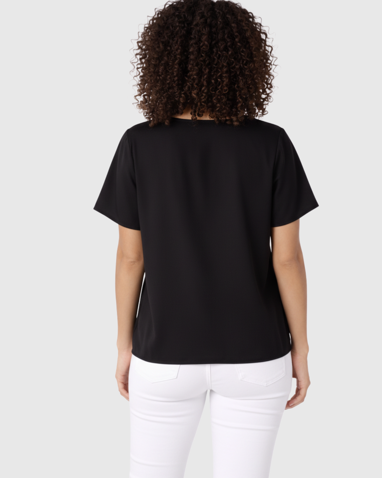 Blusa Marialícia Feminina Manga Curta em Malha Viscose Preta -