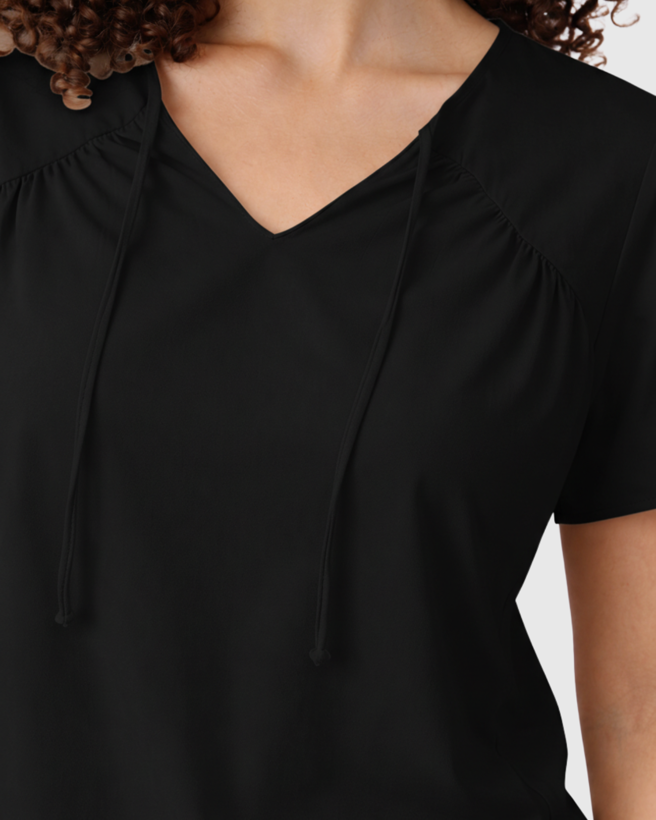 Blusa Marialícia Feminina Manga Curta em Malha Viscose Preta -