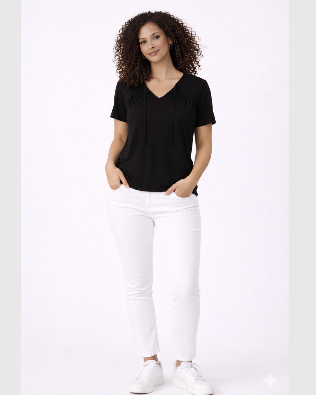Blusa Marialícia Feminina Manga Curta em Malha Viscose Preta -