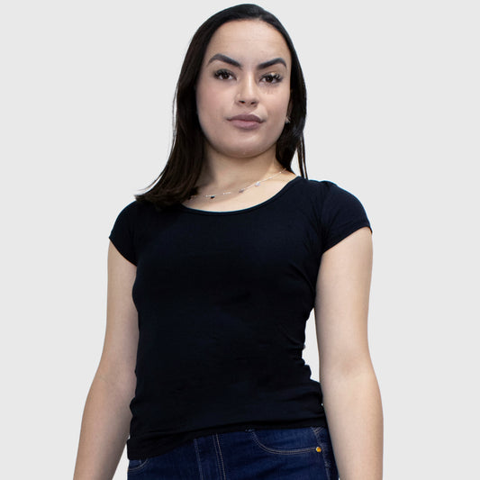 Blusa Marialícia Manga Curta Básica - Preto Casual