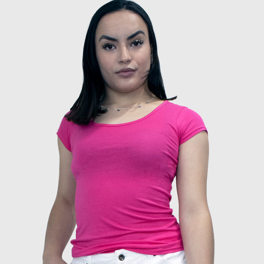 Blusa Marialícia Manga Curta Básica - Rosa Casual