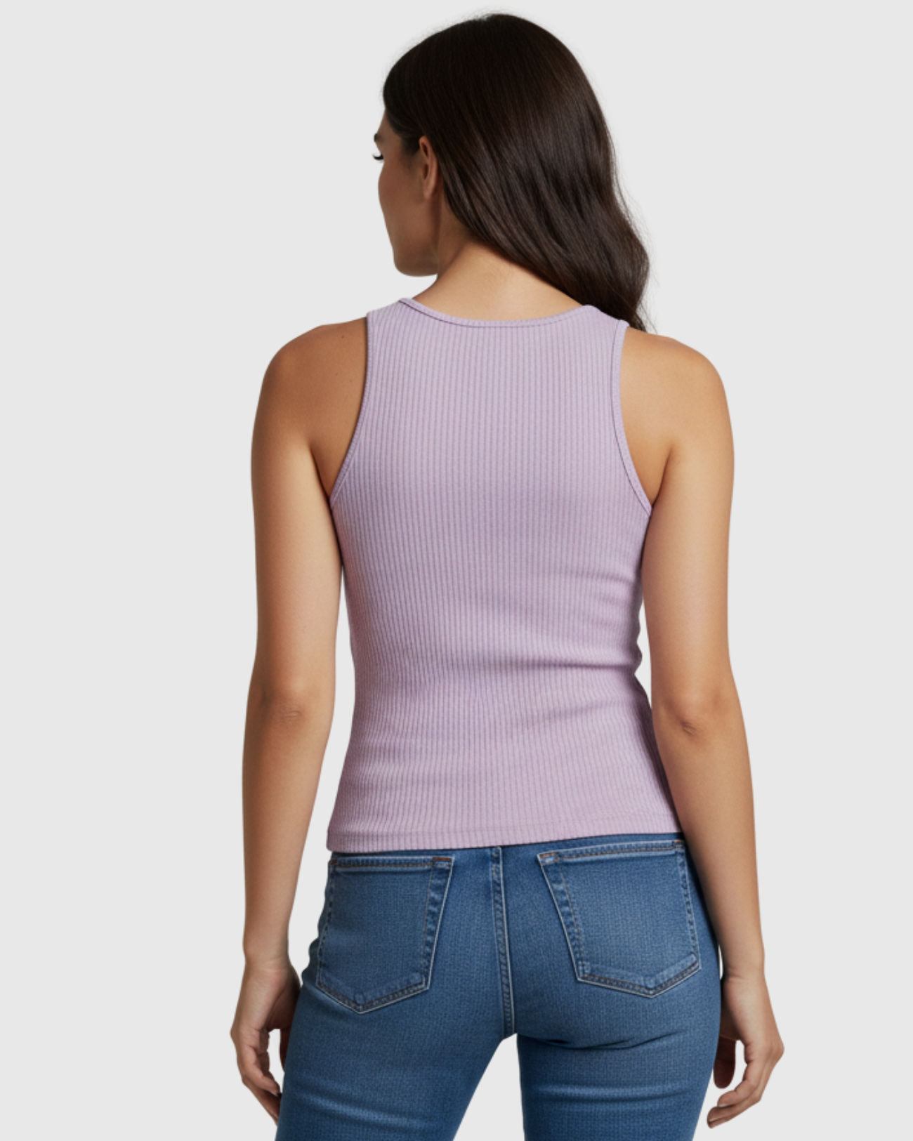 Blusa Regata Canelada Feminina Marialícia com Alça Larga Lilás