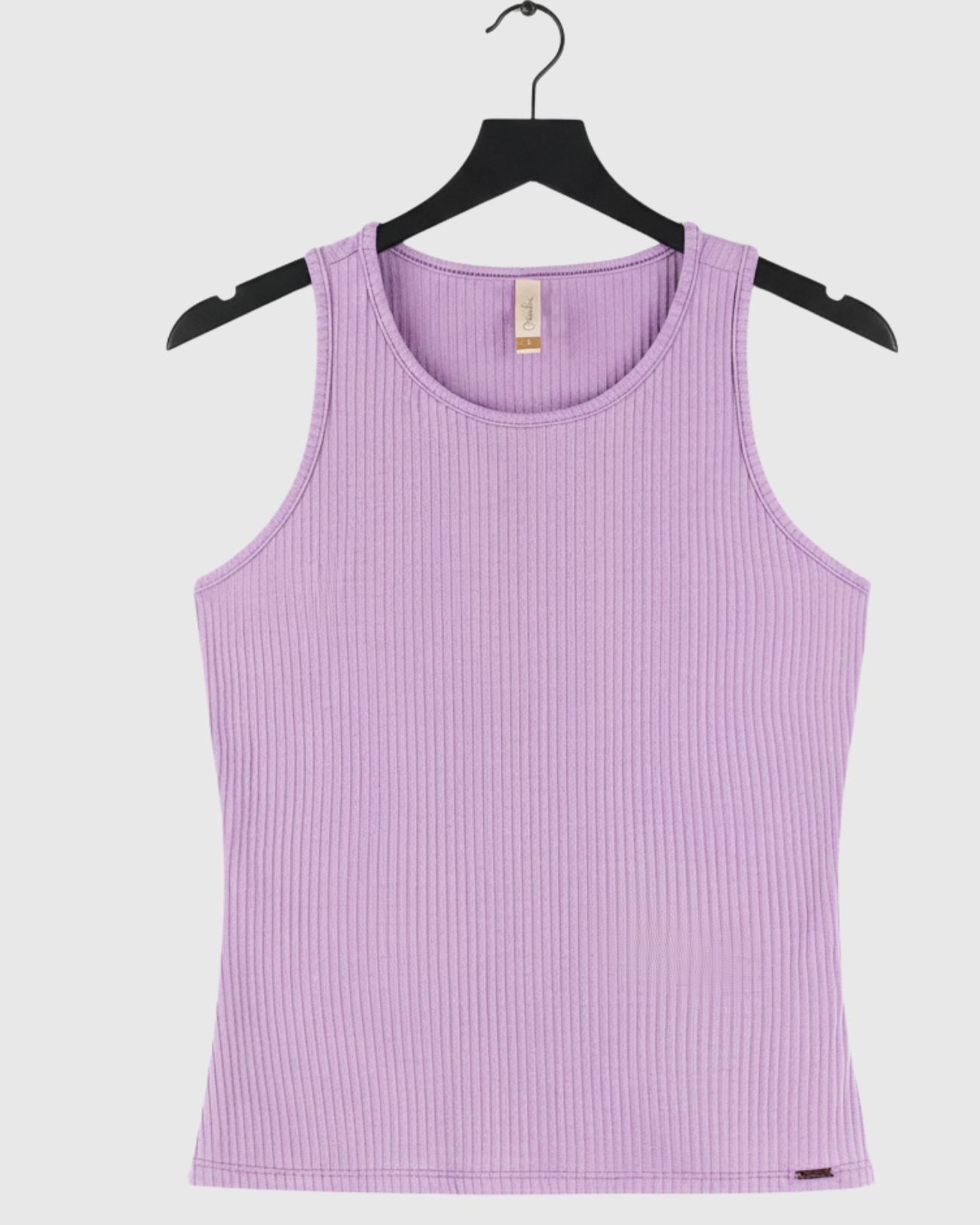 Blusa Regata Canelada Feminina Marialícia com Alça Larga Lilás