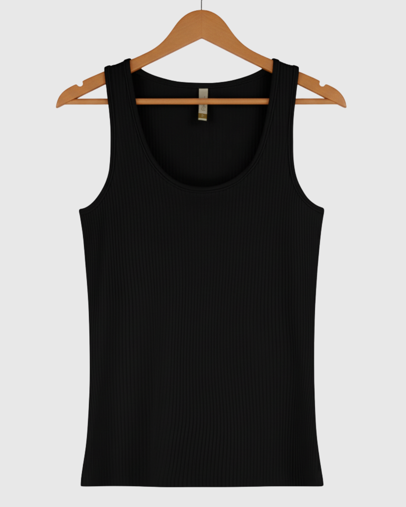 Blusa Regata Canelada Feminina Marialícia com Alça Larga Preta