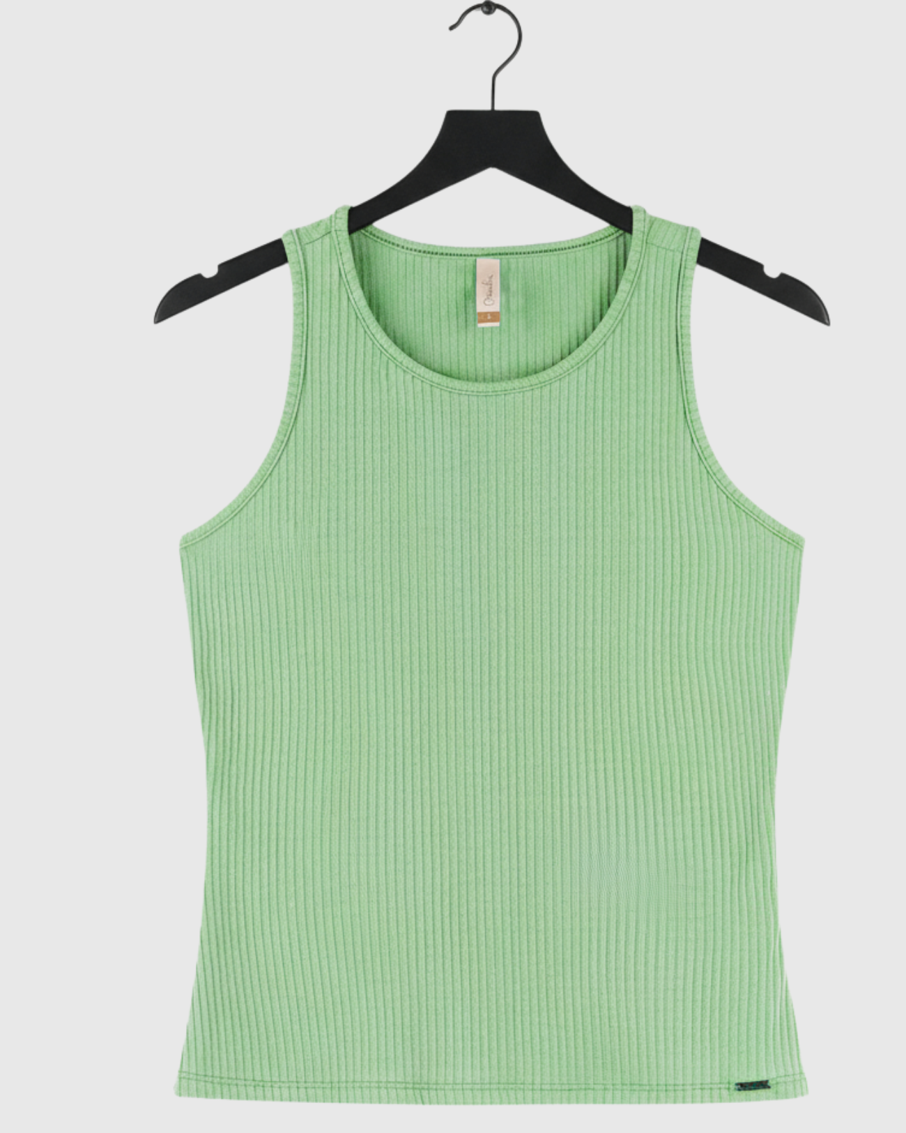 Blusa Regata Canelada Feminina Marialícia com Alça Larga Verde Claro