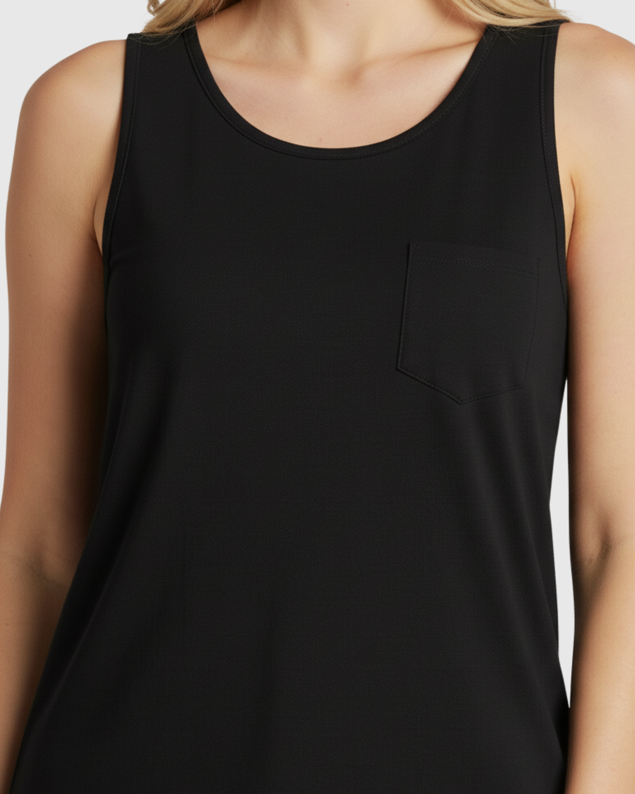 Blusa Regata Feminina Marialícia com Bolso Preta